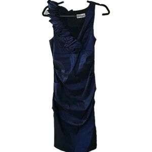 Betsy‎ & Adam By Linda Bernell Women’s Size 4 Blue Metallic Style Mermaid Dress